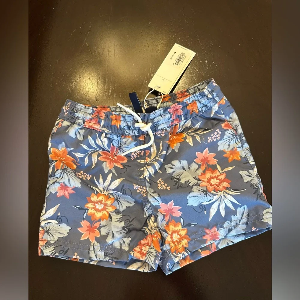 Janie and Jack Blue Floral Swim Trunks size 2